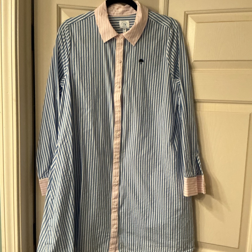 Crown and Ivy Striped Blue and Pink Shirt Dress